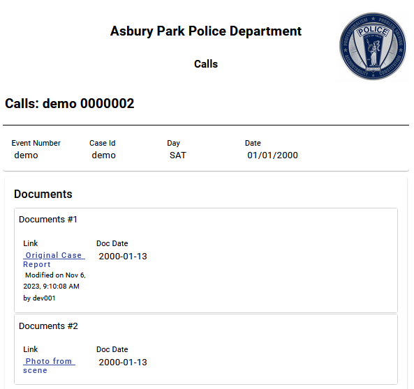 Image of a printed document demonstrating the layout that follows what is seen in Data Archive.